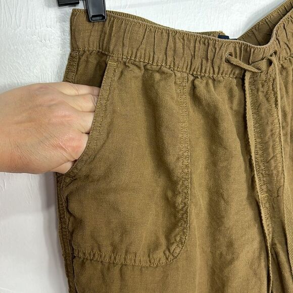 Rachel Roy Brown Linen Tapered Leg Drawstring Waist Pants Size M - Picture 3 of 9